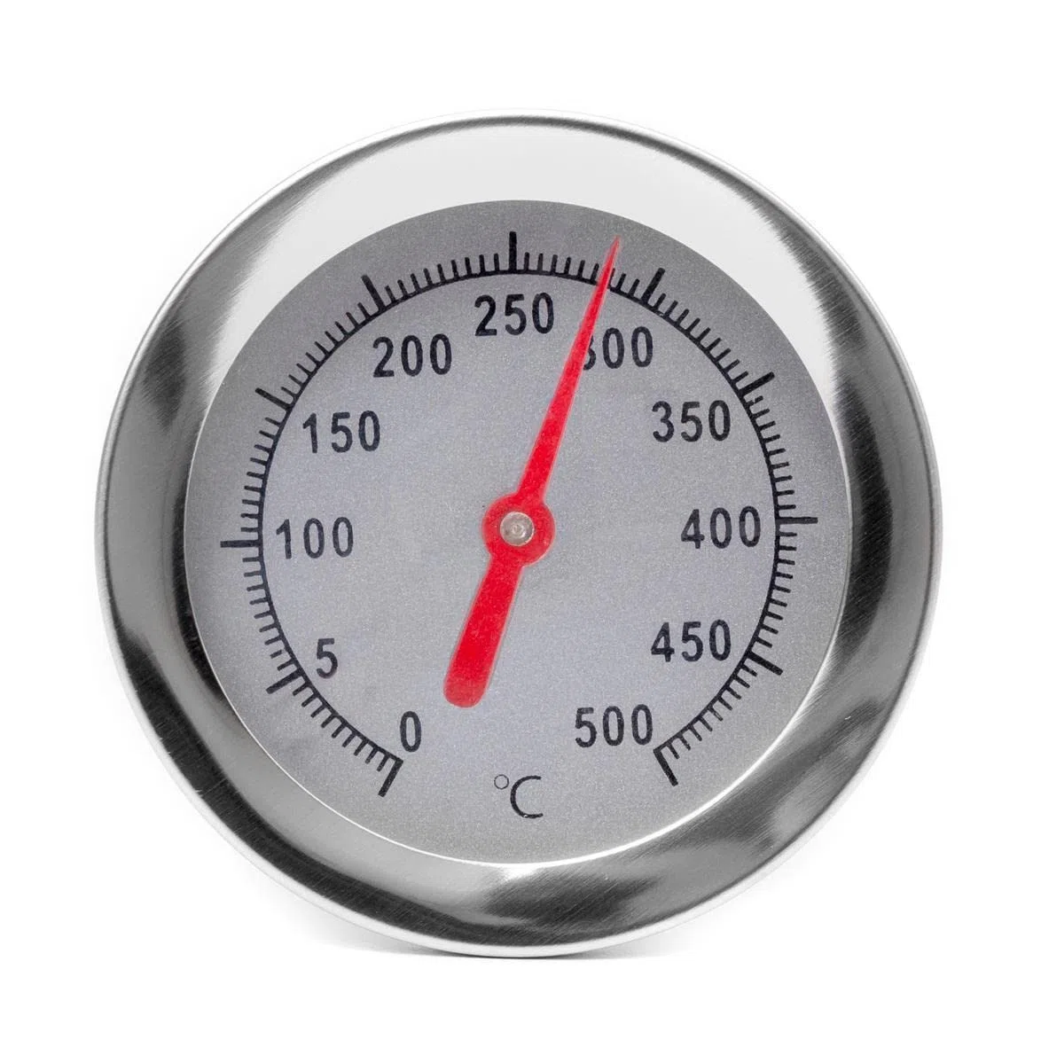Termometro da incasso 500 gradi Ø 6,5 cm per forno a legna, forno pizza, grill, affumicatore, BBQ realizzato in acciaio inox, sonda 15cm | 30cm | 45cm con cono incorporato (30cm)