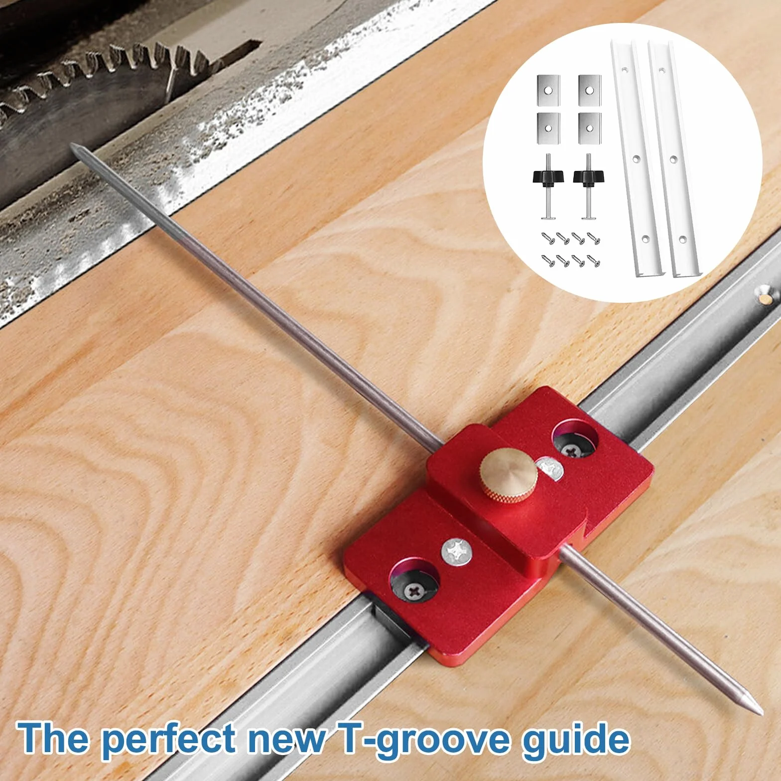 4 Pezzi 400 mm T-Track Profilo Alluminio, Lega Di Alluminio Mitra Track Jig Fixture Slot, 4 Manici M8, M8/M6 T Track Dado Scorrevole, per La Sega a Banco di la, Falegnameria