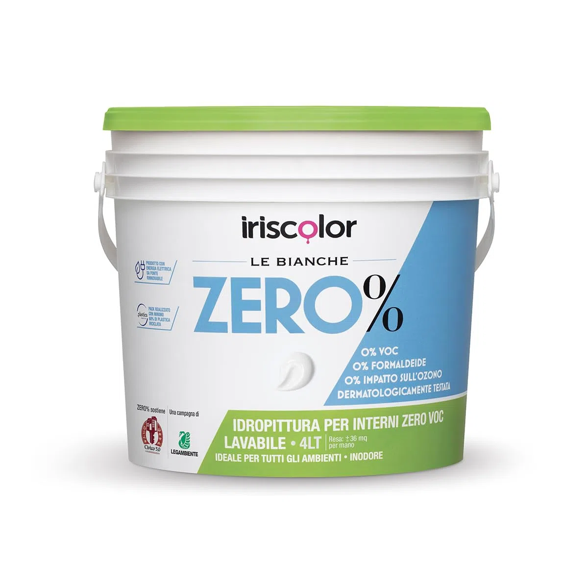 ZERO% Pittura Bianca Per Interni 4 LT ZERO VOC ZERO FORMALDEIDE Vernice Bianca Muro Interno Lavabile inodore Dermatlogicamente Testata Vernice Uniforme Per Pareti e Soffitti