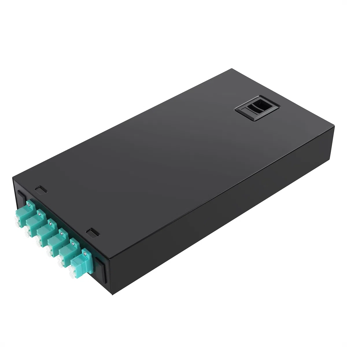 Terminazione in fibra ottica LC Duplex Box Cables 6 Port Wall Mount Fiber Enclosure with Spool (Includes a 1Meter 12 Strand LC Pigtail and 6 Port Panel (LC OM3)