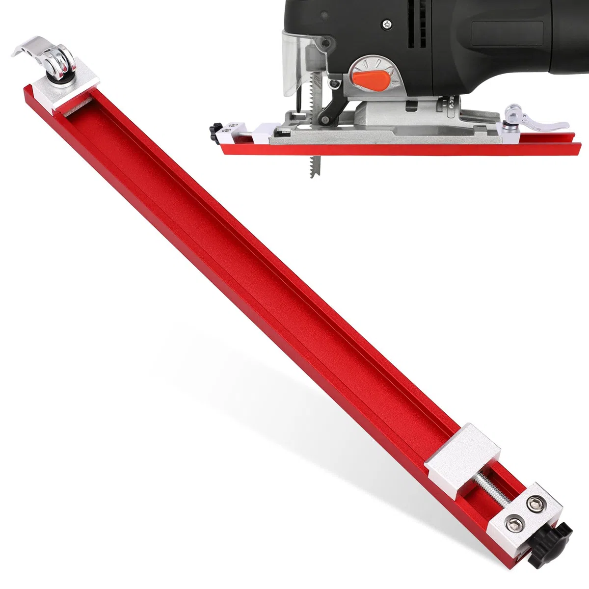 Guida per Sega Circolare Adatta Base Sega da 360 mm, Lega di Alluminio Guida Base Macchina da Taglio Regolabile con Doppio Sistema di Bloccaggio per Rifinitura Fresatura e Lavorazione del Legno