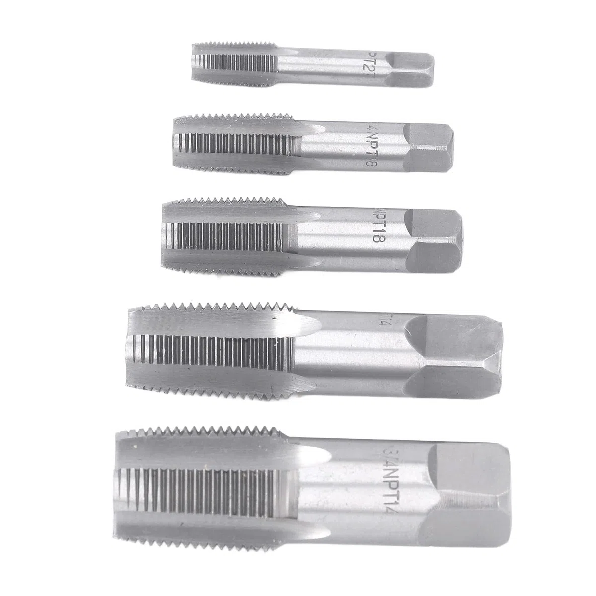 Set di Maschi per Tubi NPT 5 Pezzi, Maschi per filettare NPT in Acciaio al Carbonio 3/4 1/2 3/8 1/4 1/8 Pollici con Custodia, Set di Maschi NPT per filettature Precise