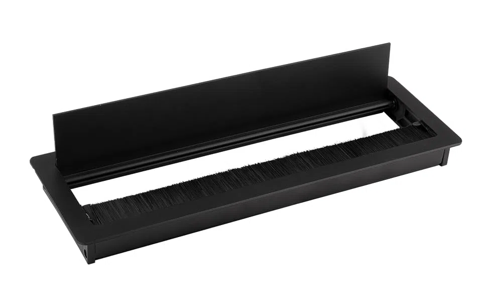 cyclingcolors Passacavo rettangolare in alluminio nero 300x100x29mm per mobili da ufficio e tavoli