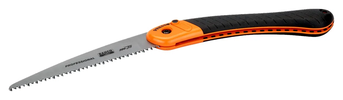Bahco 396-JS, Segaccio per potatura a serramanico, dentatura JS, Nero/Arancio