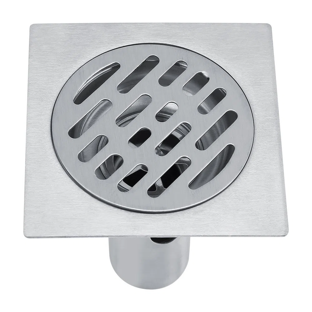 Scarico a pavimento in cciaio inox 304 antiodore a 4 pollici con filtro rimovibile per Bagno Doccia Quadrata WC Filtro da Giardino Antiruggine