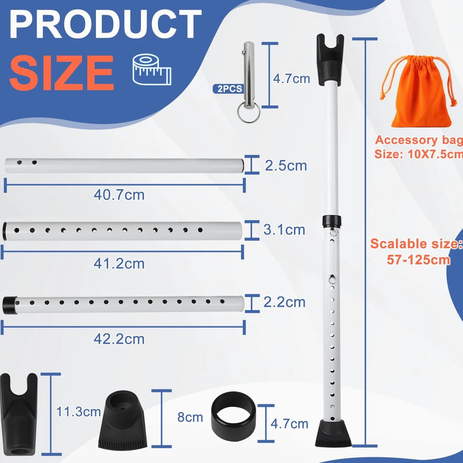 Barra di Sicurezza Regolabile per Porte, Securite Porte d'Entrée, Regolabile 57-125 cm, Barra Sicurezza Porta per Porte e Finestre Scorrevoli, per Appartamenti, Camere di Hotel e Case Bianco