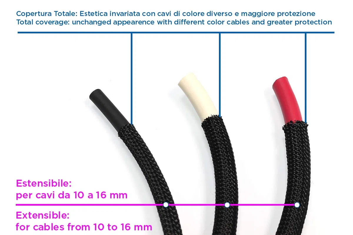 Ricable Custom BB13/10 - Nero/Nero 10 mt - Guaina Calza x Cavo 10-16 mm