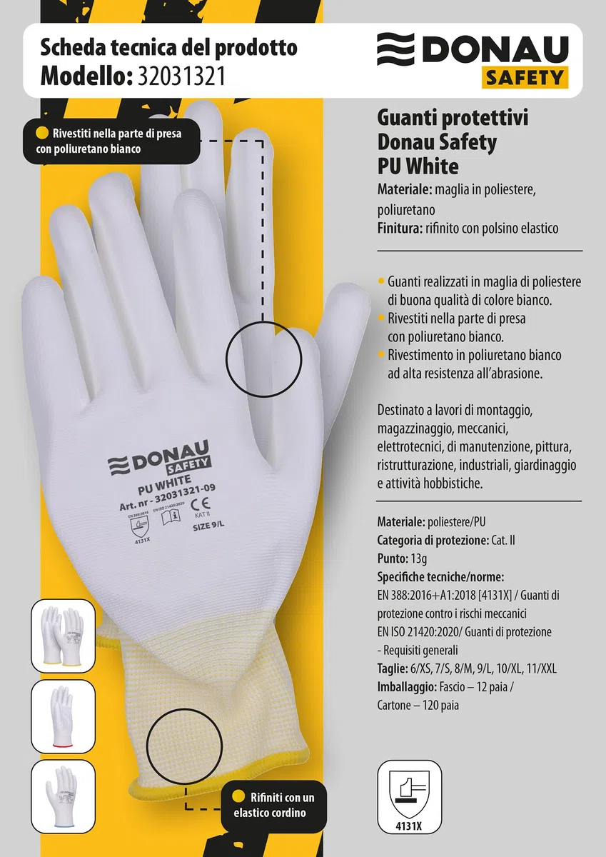 DONAU SAFETY Montagehandschuhe Handschuhe/Größe 10, 12 Paar Guanti da montaggio, taglia 10, 12 paia Unisex - Adulto (Pacco da 1)