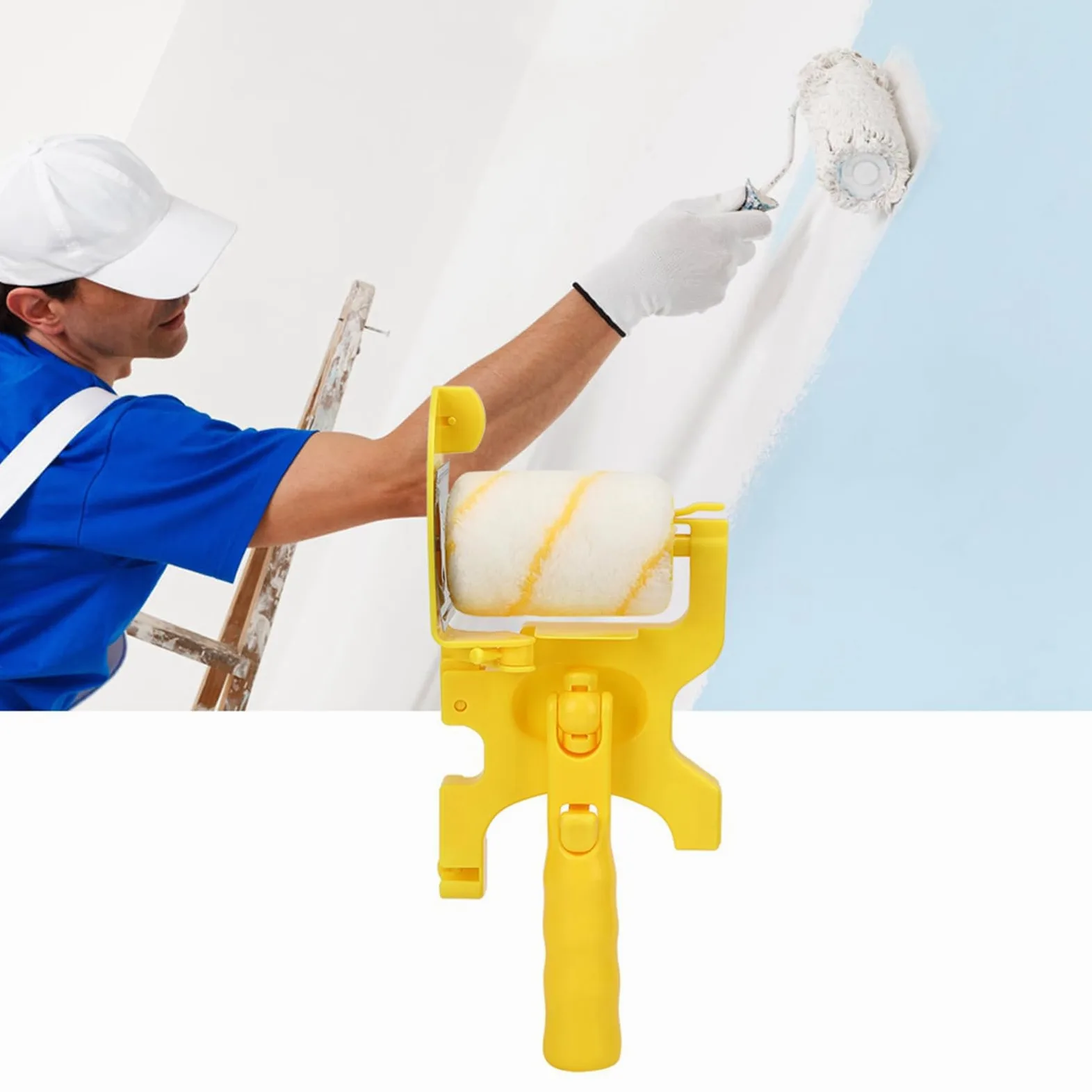 Bordo per rullo di vernice, kit di bordo per vernice portatile con rullo e pennello, Bordo per pittura portatile per strumento di sicurezza a soffitto a parete per la casa, 30 x 12 x 6,4 cm