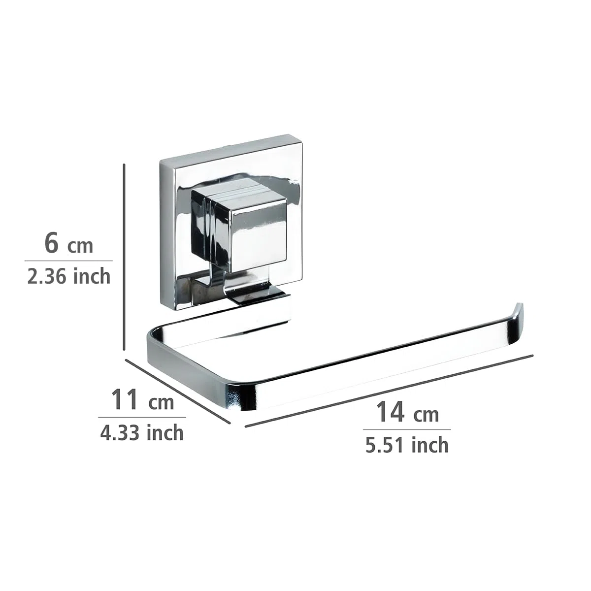 Wenko 22687100 supporto per carta igienica "quadro con Vacuum Loc, Acciaio Inossidabile, Argento, 14 x 11 x 6 cm