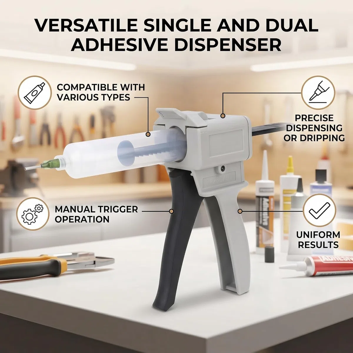 Pistola Per Colla Epossidica, 30ml Pistola Erogatrice Colla Epossidica Pistole Applicatrici Manuali, Tubo Singolo Epossidica Erogatore Pistola Colla A Caldo Per Pressare, Spremere, Dispensing