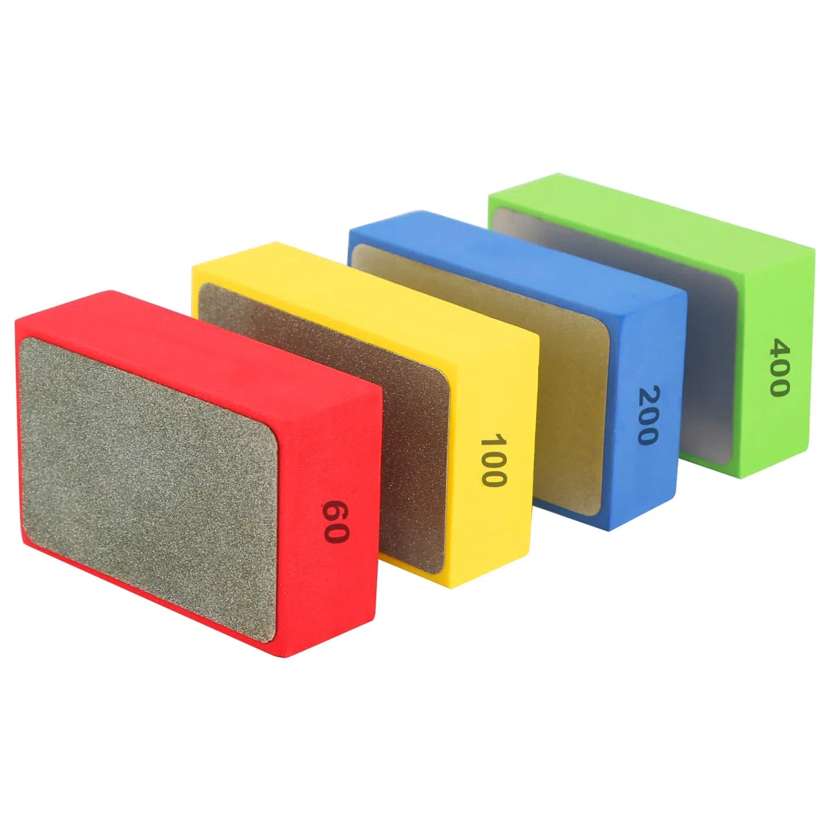Tamponi per Lucidatura a Mano Diamantati, 4 Pezzi Blocchi Abrasivi Diamantati, Blocchi Abrasivi per Piastrelle Ceramica Granito Marmo Vetro Rettifica Grana (60# 100# 200# 400#)