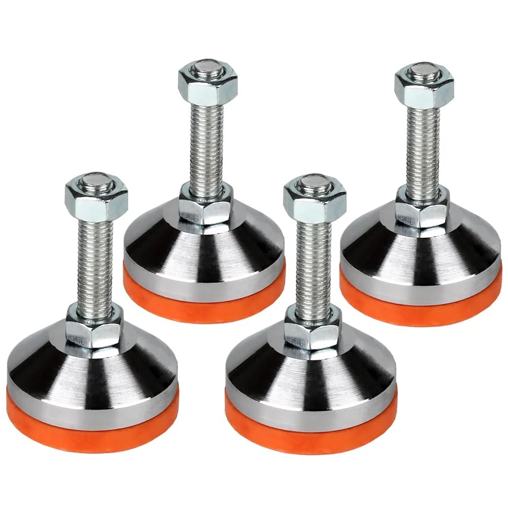 Piedini Livellatori Resistenti, Filettatura M12 Regolabile, Base da 2,36", Capacità 1300 lb, per Banco da Lavoro, Macchina, Mobile (Arancione, D60xM12x50)