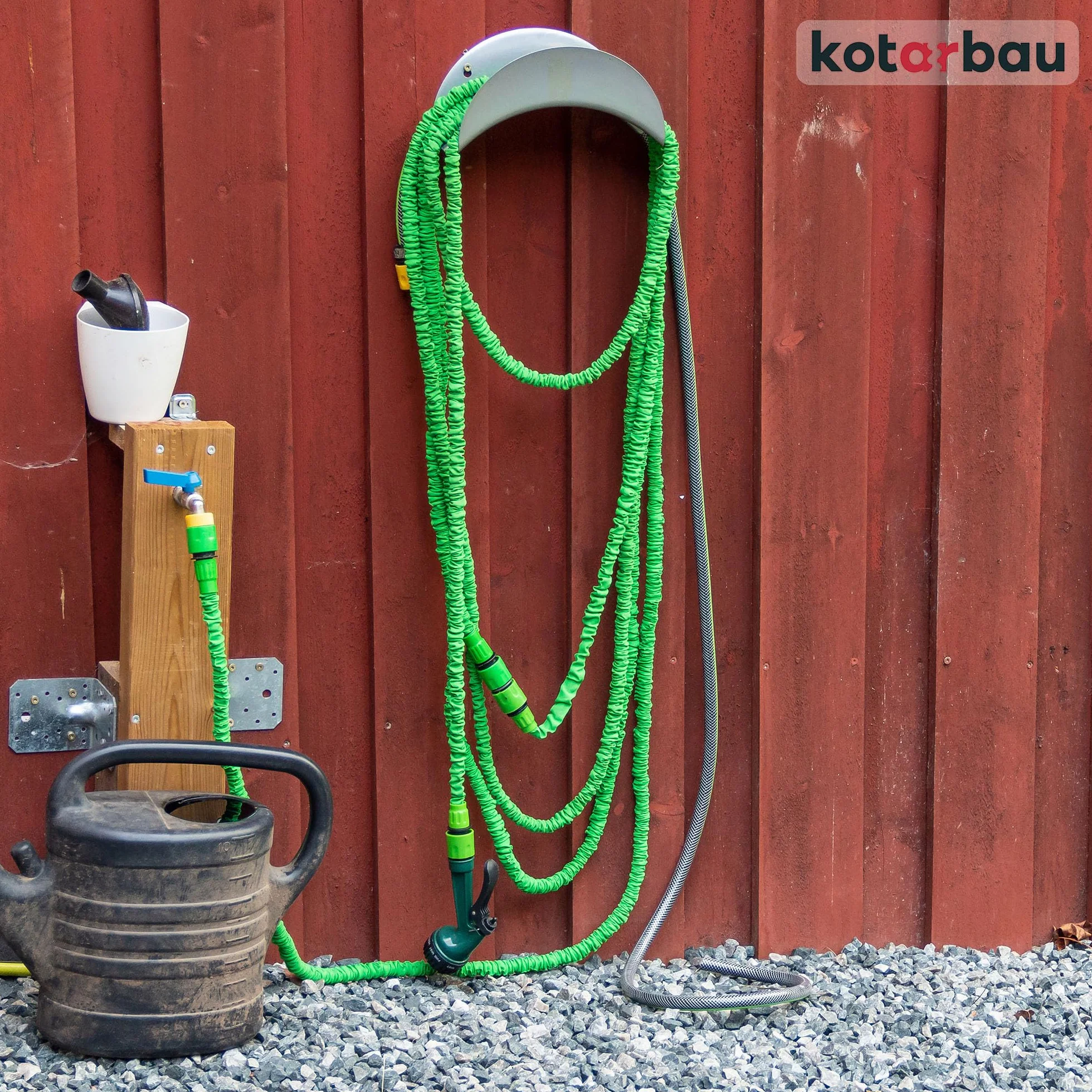KOTARBAU® 2 Pezzi Supporto da Parete per Tubo 275 x 113 mm in Acciaio Zincato Argento per Tubi da Giardino Appendiabiti