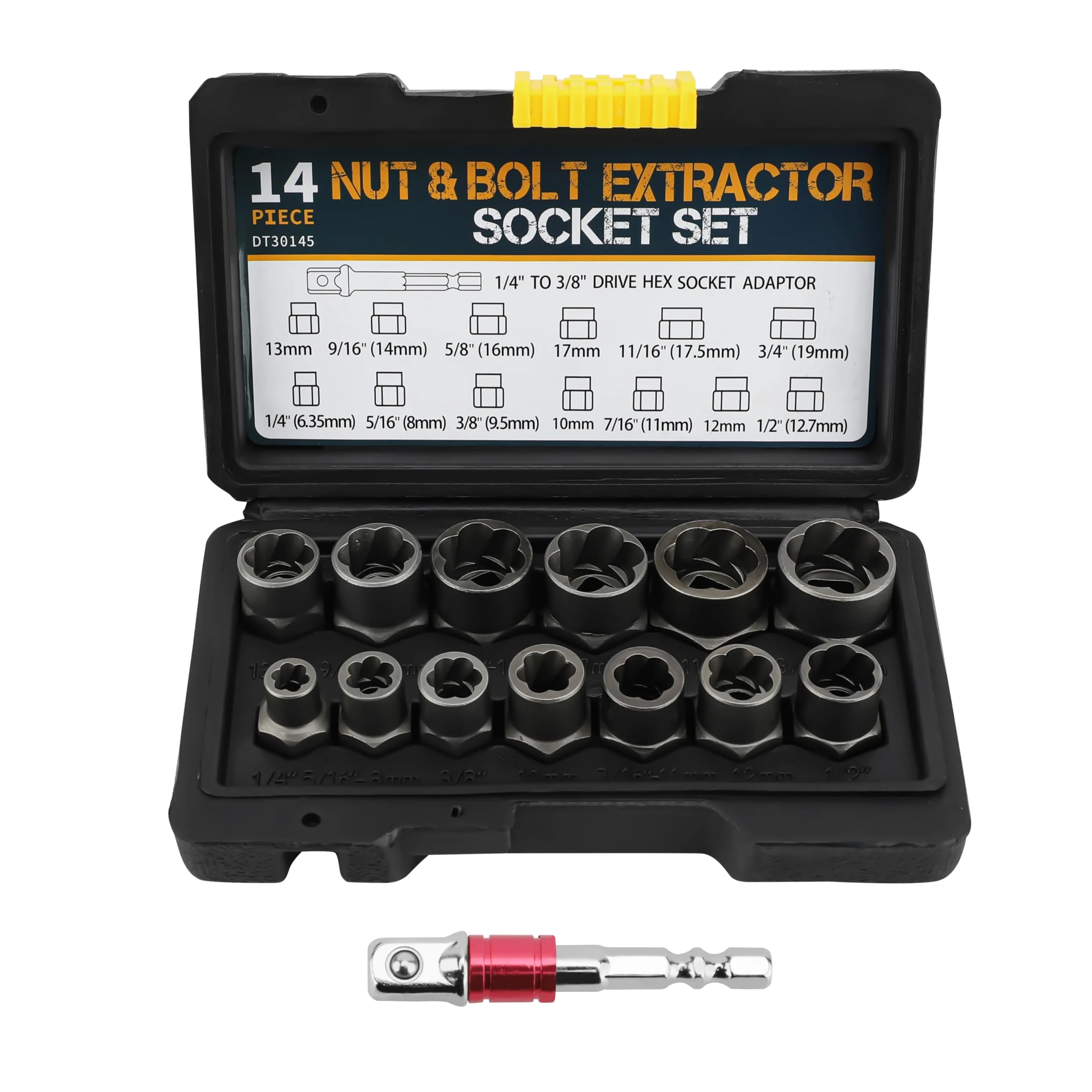 Set di Estrattori per Bulloni 14 Pezzi, Strumento per Rimuovere Dadi di Bloccaggio delle Ruote, Set di Strumenti per Estrattori di Bulloni Spelati, per Riparazioni Auto