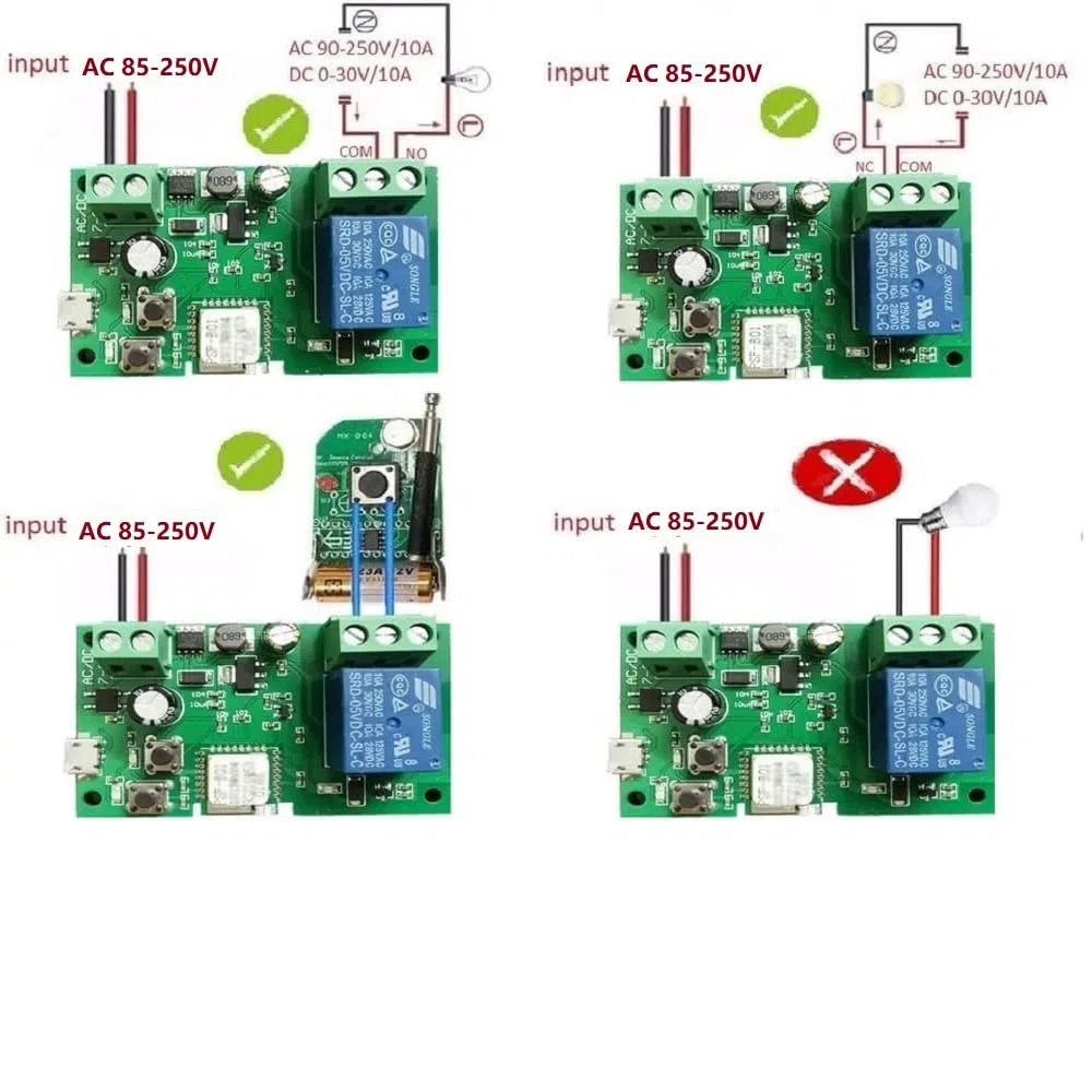 Modulo di relè Wireless Smart Switch wireless, impostazione del tempo di Inching da 0,5 secondi a 1 ora, da applicare al controllo di accesso, Utilizzo dell'assistente Alexa (220V con cassa)