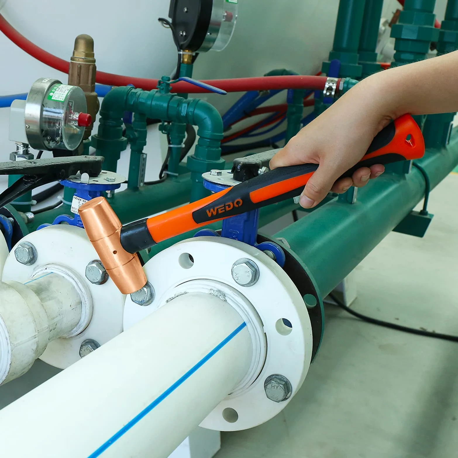WEDO Produttore GS/FM/ISO9001 Certificato Fustellato Tipo tamburo Martello in rame con manico in plastica (rame, 3Ib)