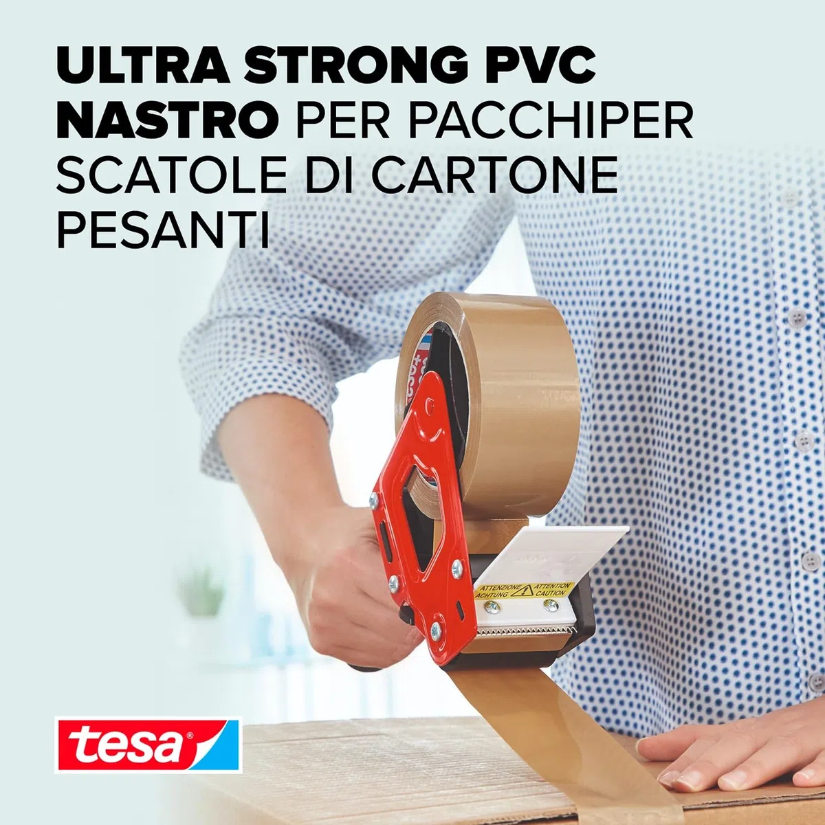 Tesa tesapack Ultra Forte - Nastro Adesivo d'Imballaggio in PVC Solido e Sicuro - Marrone - 6x 66 m x 50 mm