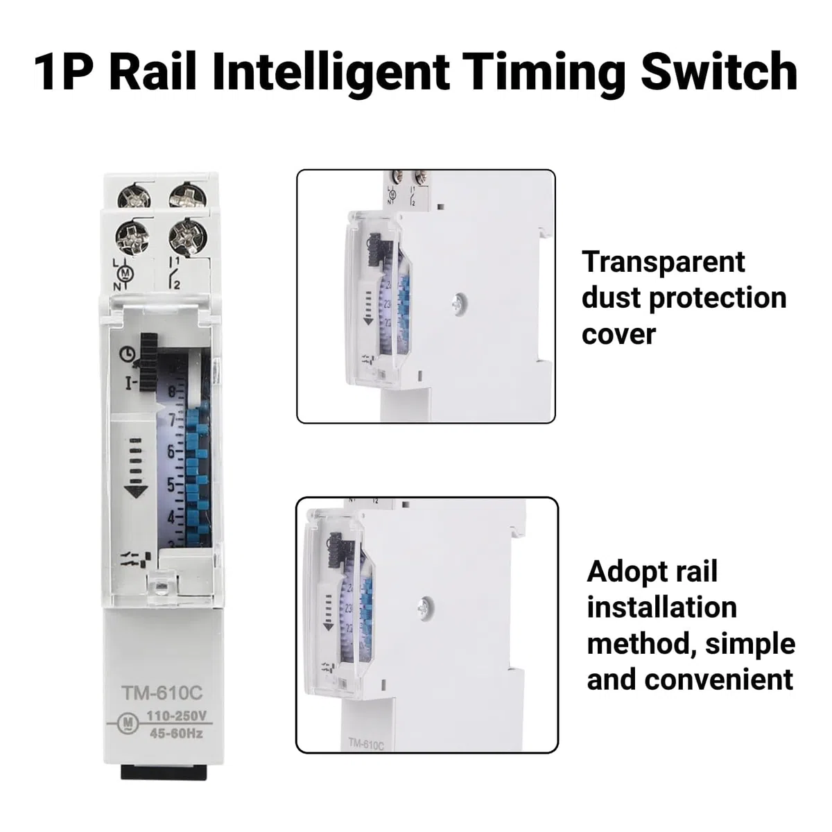 Interruttore Orario Timer Interruttore 250V AC 1 DIN Della Luce Interruttore di Temporizzazione Intelligente per Binari 1P per Lampioni Fabbriche Luci per Insegne Pubblicitarie Apparecchiat