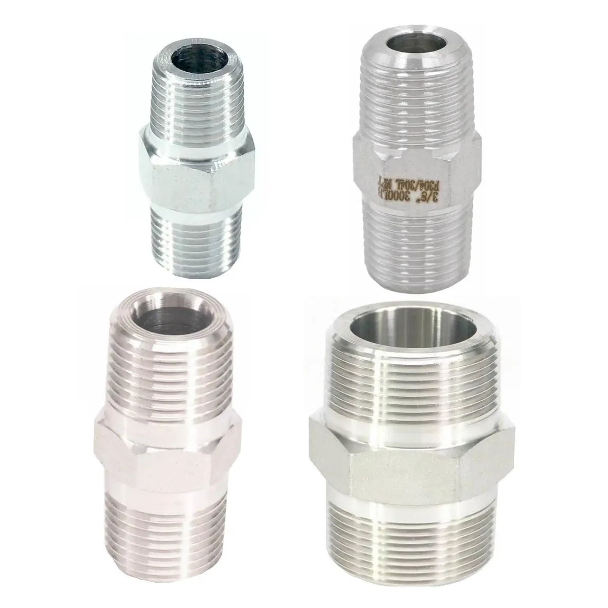 200 Bar 1/8" 1/4" 3/8" 1/2" 3/4" 1" 1-1/4" 1-1/2" 2" NPT Male 304 Stainless Steel Hex Nipple Forged Pipe Fitting Water Gas Oil(3/4'')