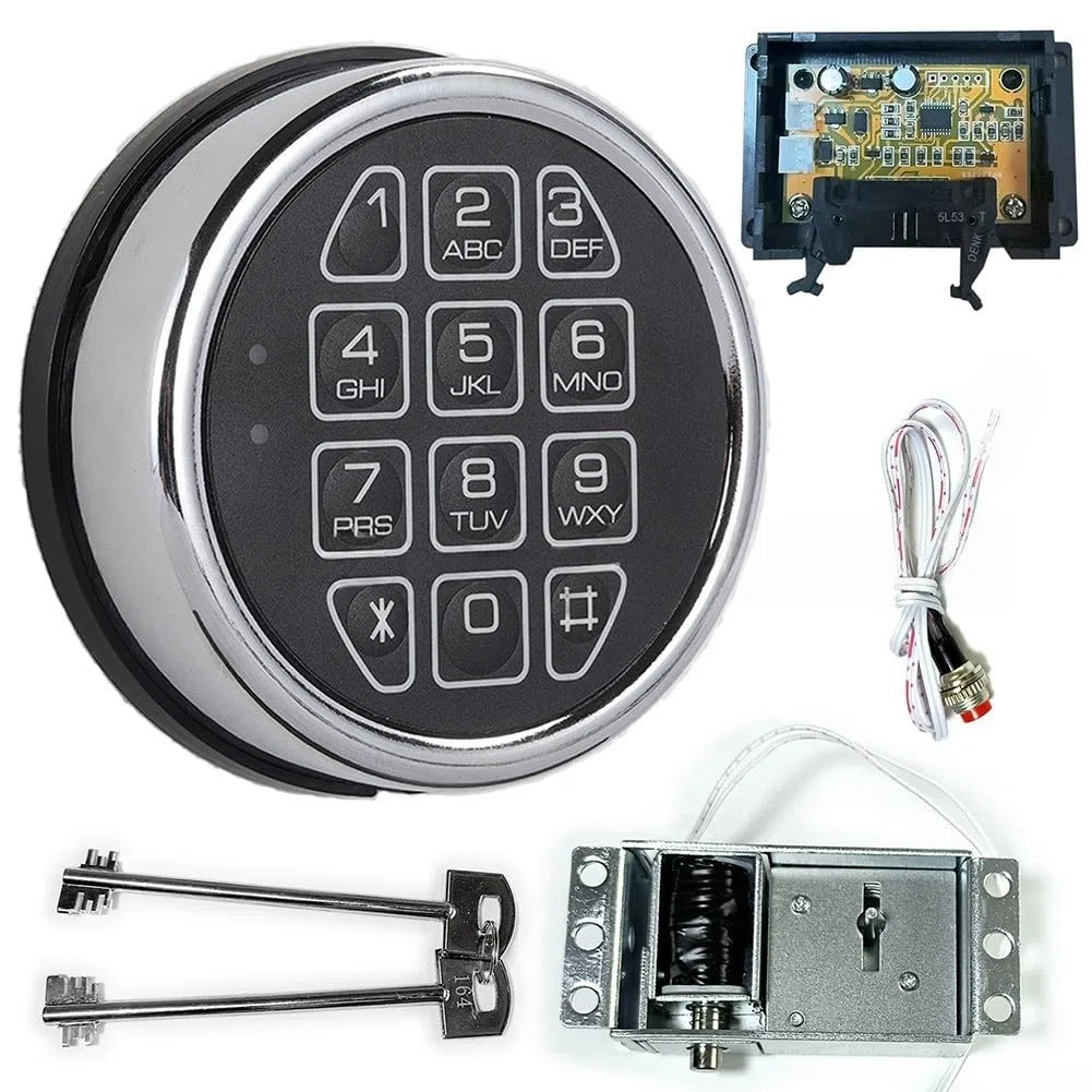 Kit di ricambio per serratura elettronica digitale con 2 tasti di sostituzione, tastiera cromata per casa, hotel, cassaforte, sistema elettromagnetico a solenoide