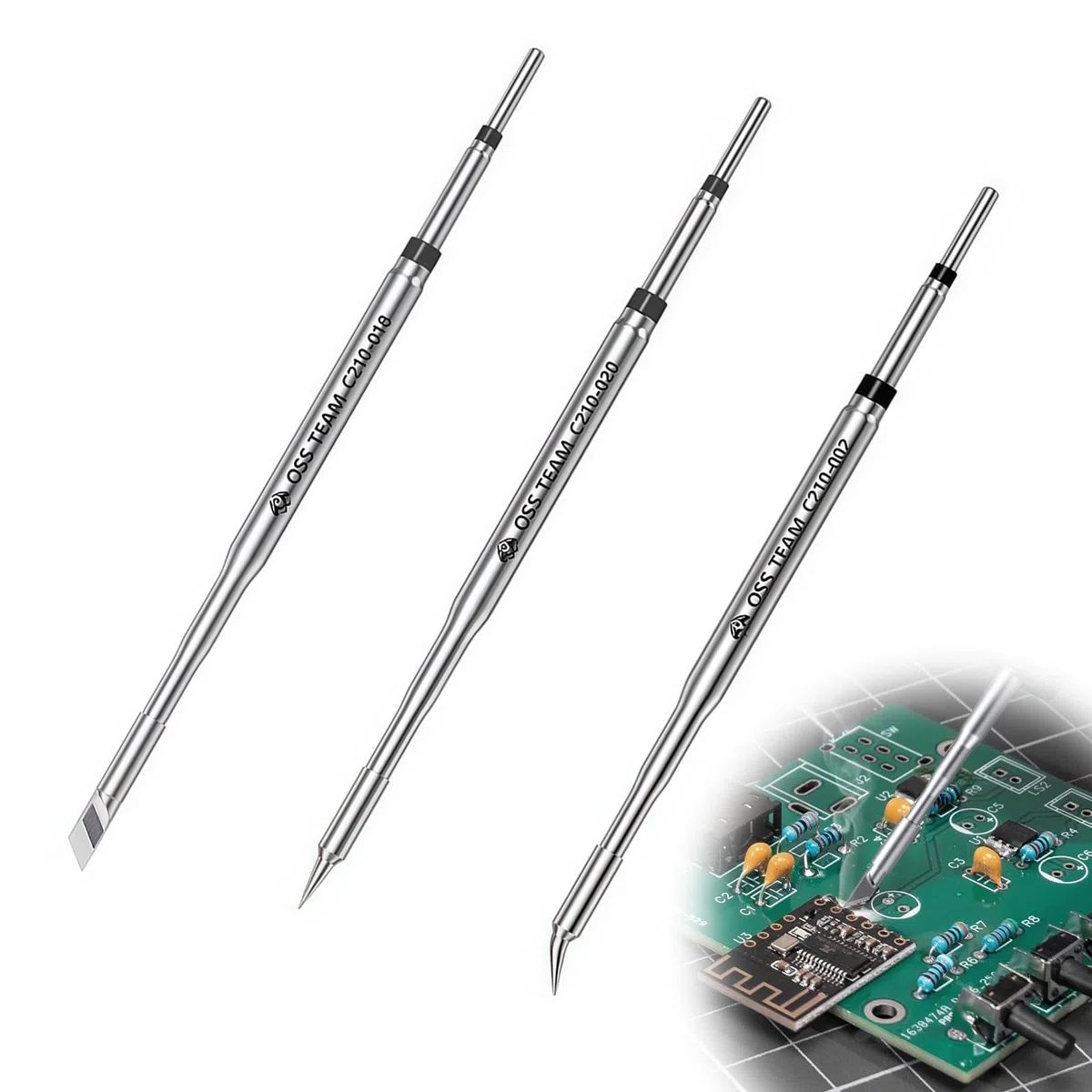 3 punte per saldatura C210, punte di ricambio per saldatore, set di punte per saldatore in rame, testa di saldatura speciale, punta universale plug & play, testa di saldatura dritta/coltello