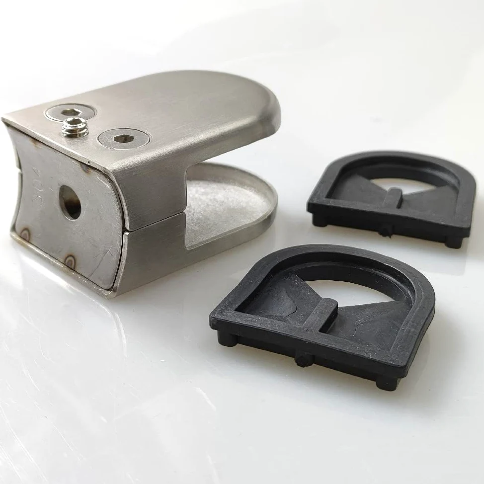 Morsetto per Vetro in Acciaio Inox 304 - Supporto a Pressione Senza Fori con Design a Bocca di Pesce per Ringhiere Scale, Fissaggio Invisibile per Pannelli Vetro (8 Pezzi) 8-10 mm