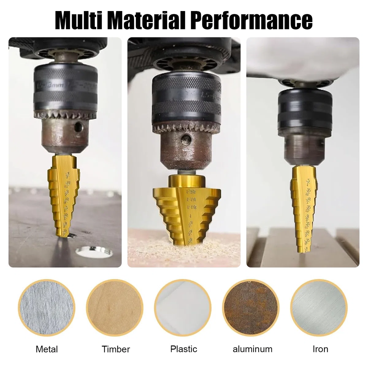5 Pezzi Fresa Conica per Metallo, Punta Conica Trapano HSS in Titanio (5 – 13 mm, 3 – 13 mm, 6 – 19 mm, 5 – 22 mm, 6 – 35 mm), Legno, Svasatore Frese per Metallo con Custodia in Alluminio