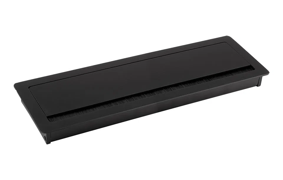 cyclingcolors Passacavo rettangolare in alluminio nero 300x100x29mm per mobili da ufficio e tavoli