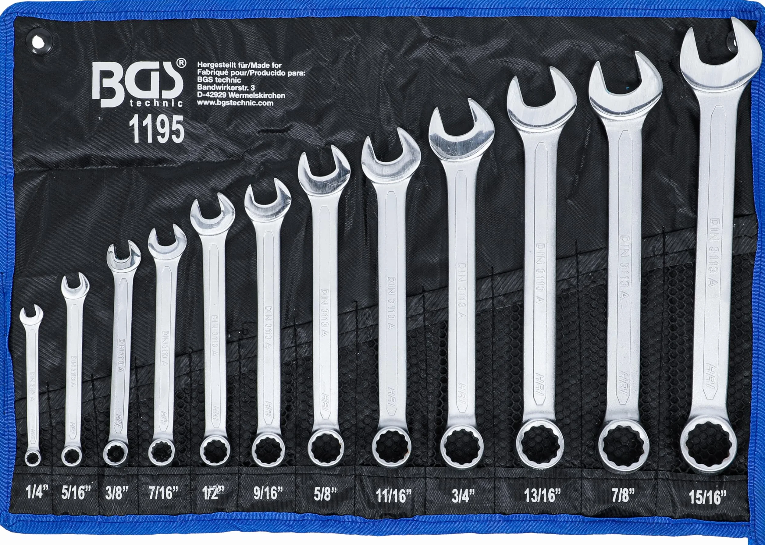 BGS 1195 | Serie di chiavi combinate anello-forchetta | dimensioni in pollici | 1/4" - 15/16" | 12 pz.