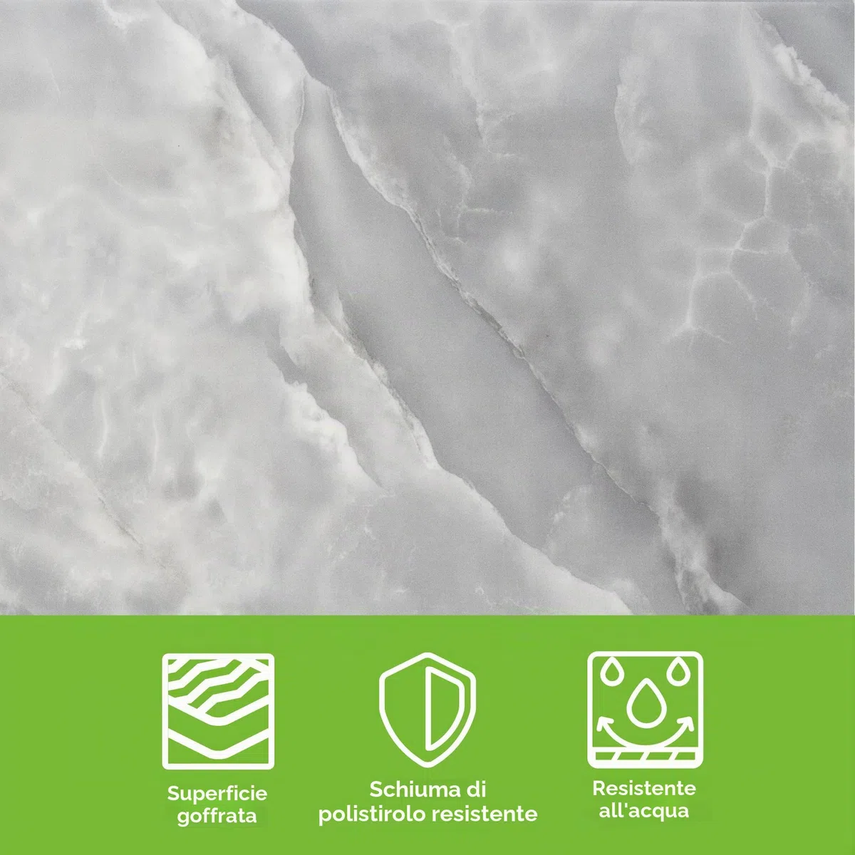 Grace Baltic - Pannelli da parete in PVC, 1,08 m²/6 pezzi, autoadesivi, in marmo, di ottima qualità, decorazione da parete, adesivi da parete elastici 2 mm di spessore (grigio marmo)