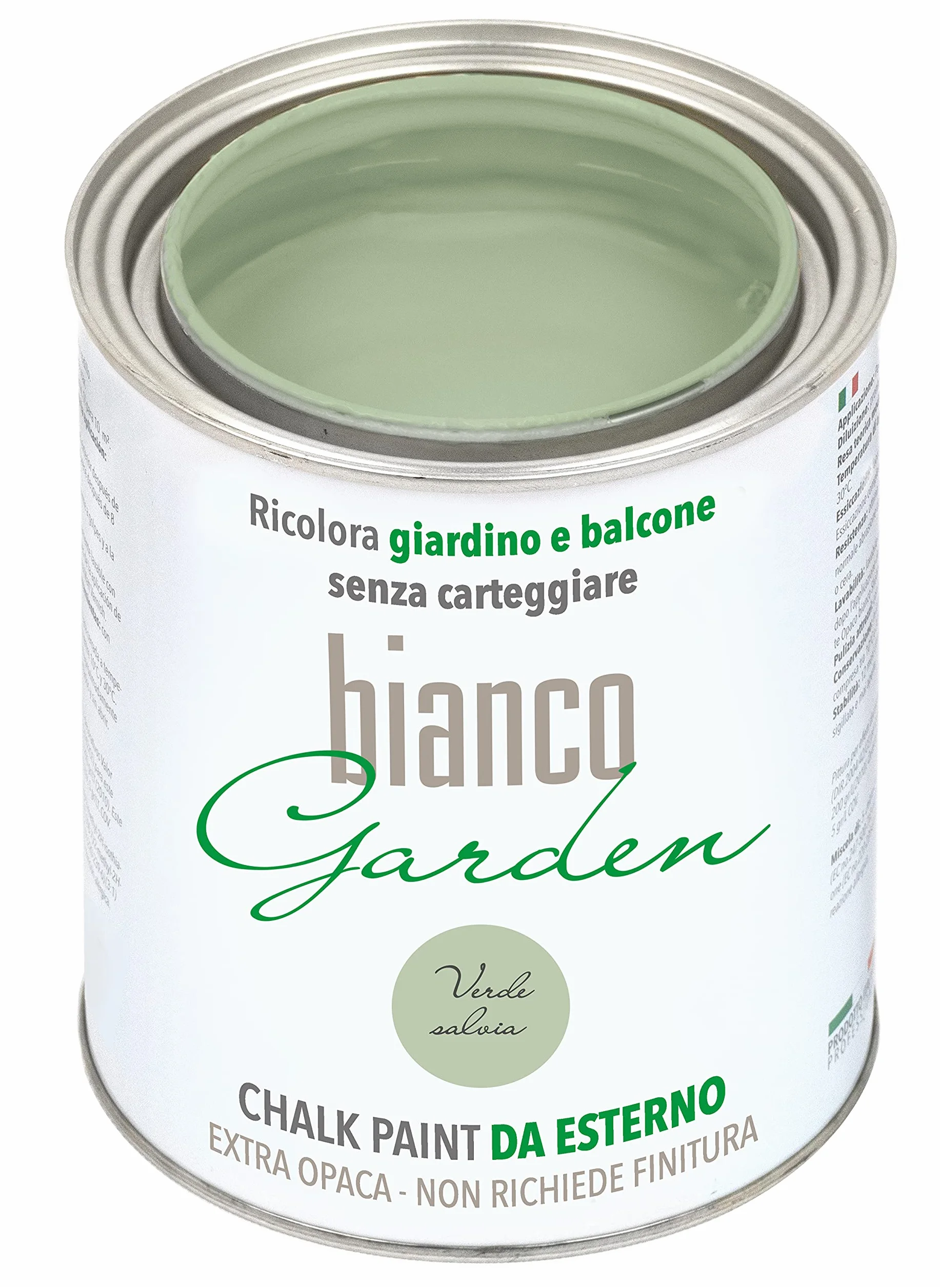 CHALK PAINT DA ESTERNO biancoGarden Verde Salvia - Ricolora giardino e balcone SENZA CARTEGGIARE e SENZA FINITURA (1 Litro)