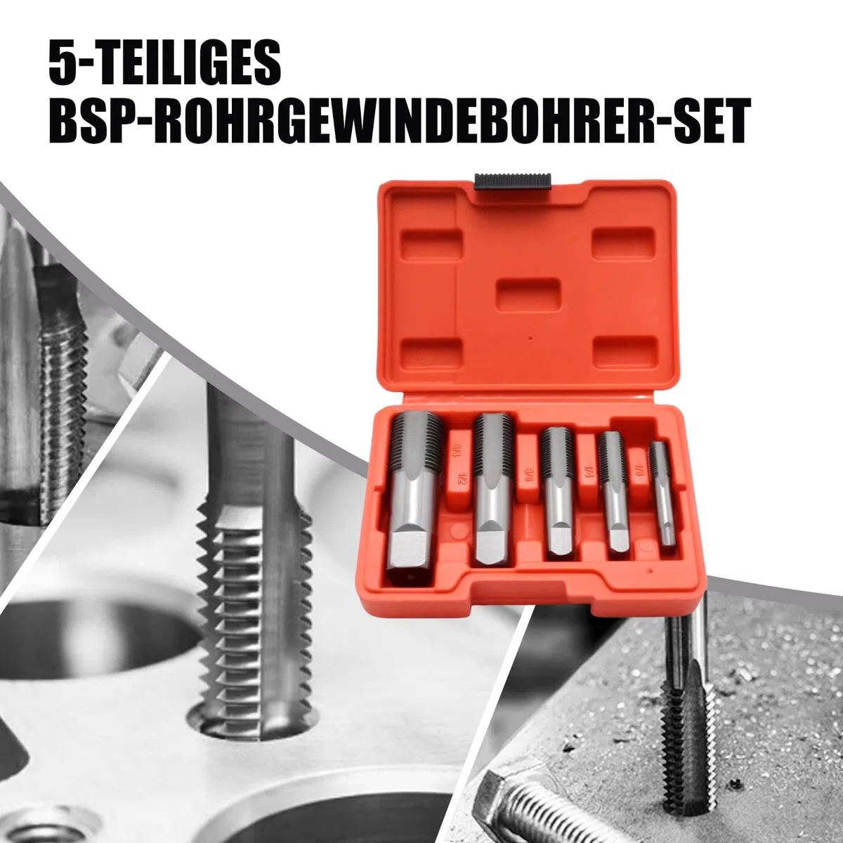 Un set di 5 pezzi, set di utensili filettati NPT per modellismo, per pulire o reinfilare filettature danneggiate o fisse nelle trincee filettate