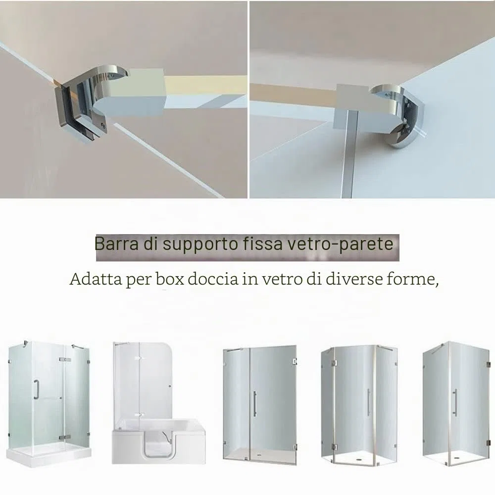 40 cm stainless steel Frameless Shower Door Fixed panel wall-to-glass Support bar for 6mm 8mm 10mm spessore vetro da m-home