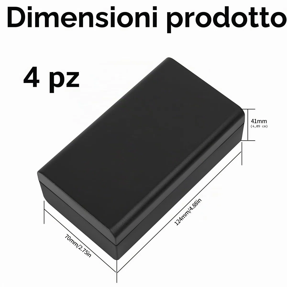 4 Pezzi Scatola di Giunzione Impermeabile, Scatola di Derivazione Esterna, Custodia Derivazione Esterna Stagna Elettrica da Esterno, Nero/124x70x41mm