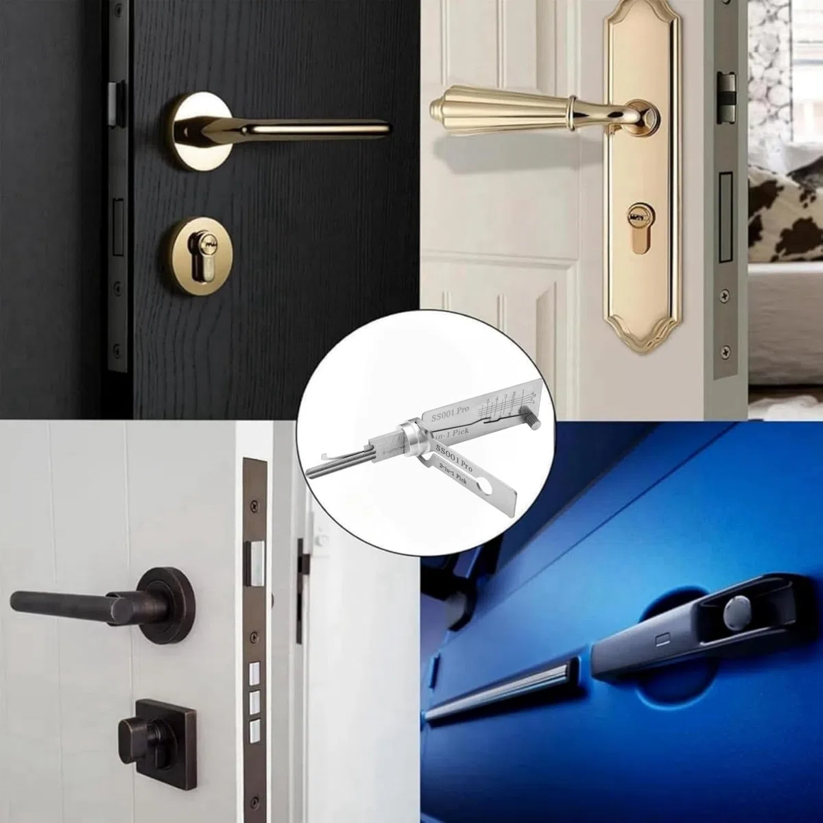 SS001 Pro Lock Pick Tool,2 in 1 Kit di picking serratura & Master Key Decoder,grimaldelli in acciaio inox per principianti,Serrature pratiche per serratura serratura,Set di grimaldelli per serrature