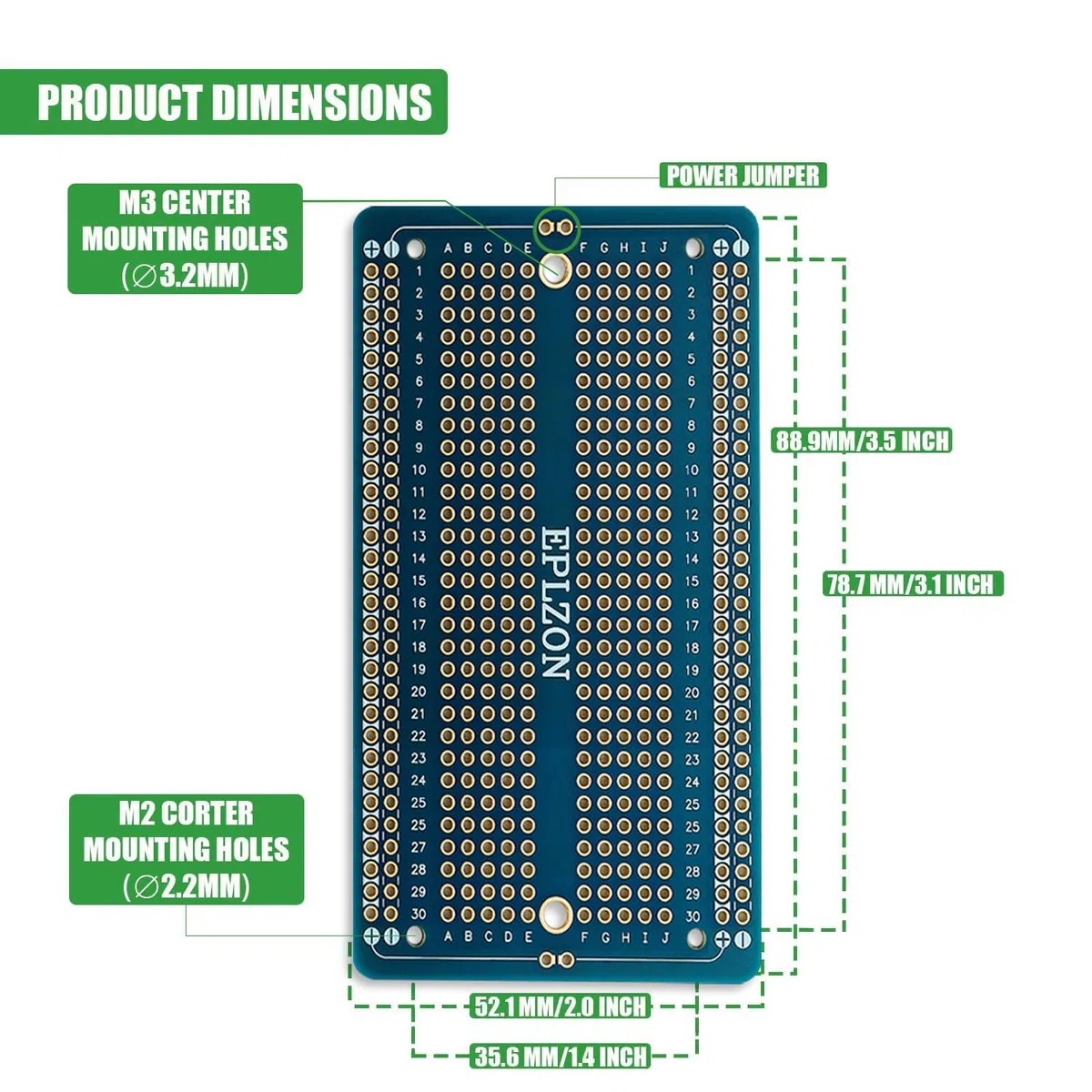 Tagliere saldabile per circuito stampato placcato oro per progetti di elettronica fai-da-te, compatibile con progetti di saldatura 2,05 "x 3,5" (10 pezzi,Blu)