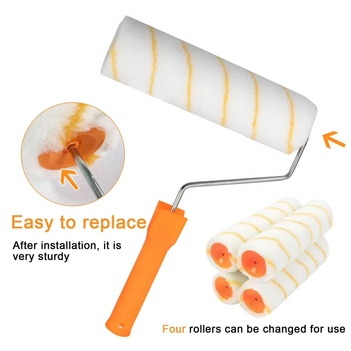 Rullo Pittura con Asta Telescopica Regolabile 30-180cm - Kit Completo per Pittura Murale - Strumento Professionale e Lungo per Verniciare Pareti