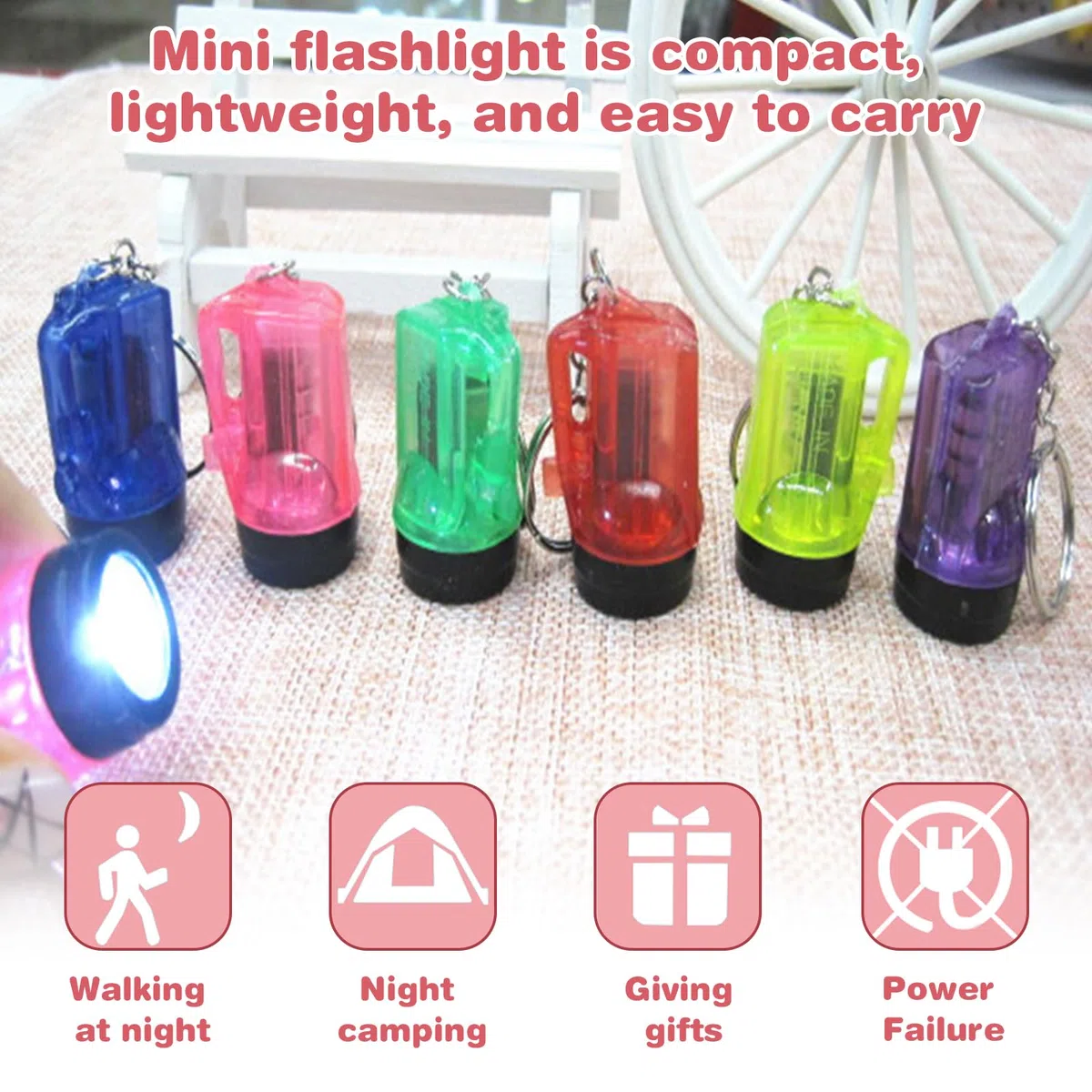 30 mini torcia tascabile portachiavi torcia a LED per campeggio, attività all'aperto, escursioni, regalo per feste con 5 moschettoni