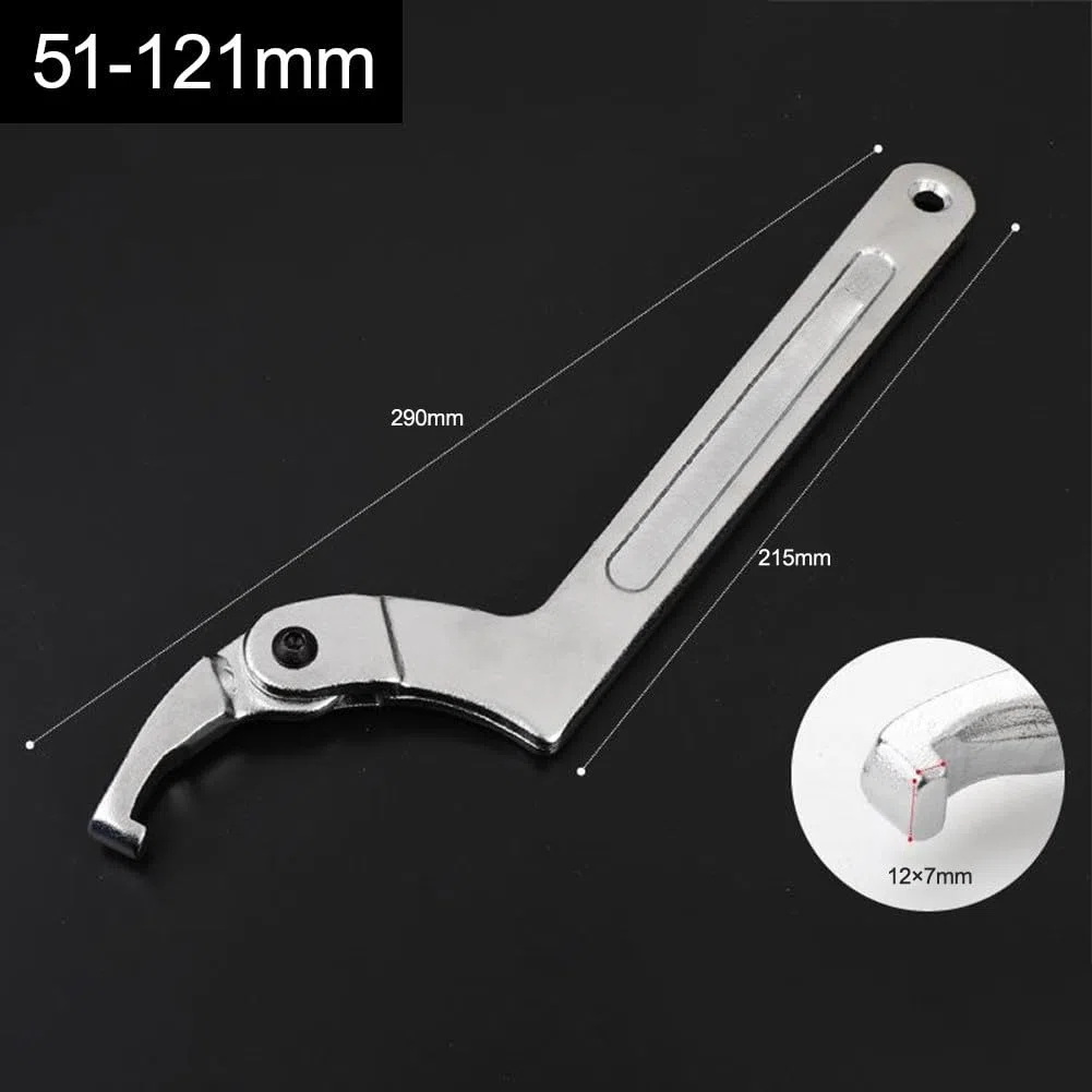 Chiave a gancio, 1 chiave regolabile a gancio a testa quadrata, per chiave a mezzaluna con estremità a gancio, per contatore dell'acqua (51-121 mm)