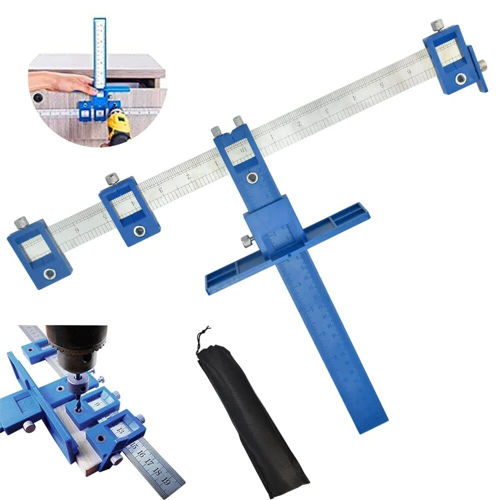 Localizzatore di Punzoni per Legno Guida per Trapano Localizzatore di Punch Regolabile Set Guida di Foratura Rimovibile Dima di Posizionamento per Armadietti,Maniglie delle Porte