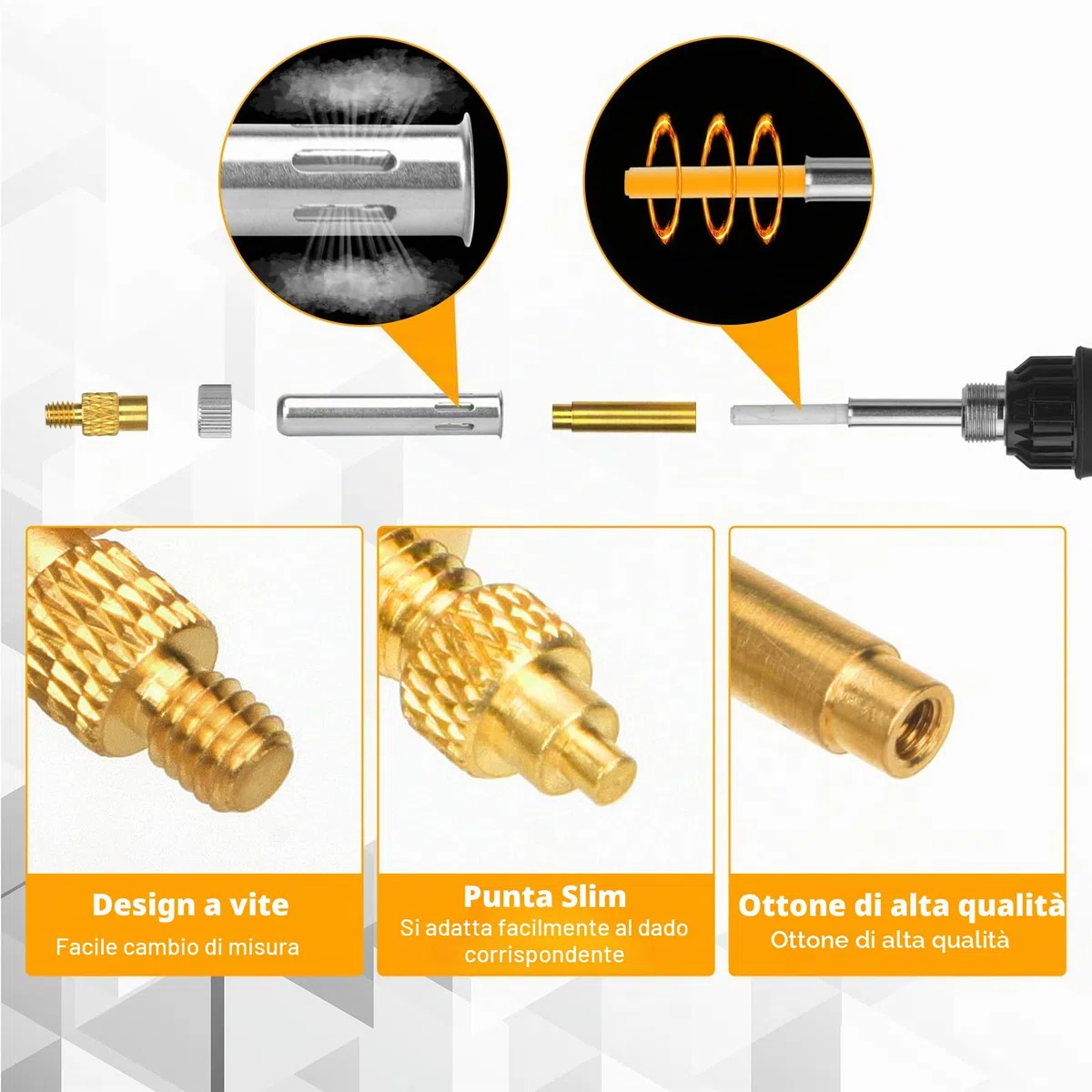 357 Pezzi Inserti Filettati Stampa 3D, 900W Temperatura Regolabile Saldatore a Stagno Digitale, 350 Pezzi Inserto Filettato M2/M3/M4/M5/M6/M8 con 6 Punte Saldatura per Plastica