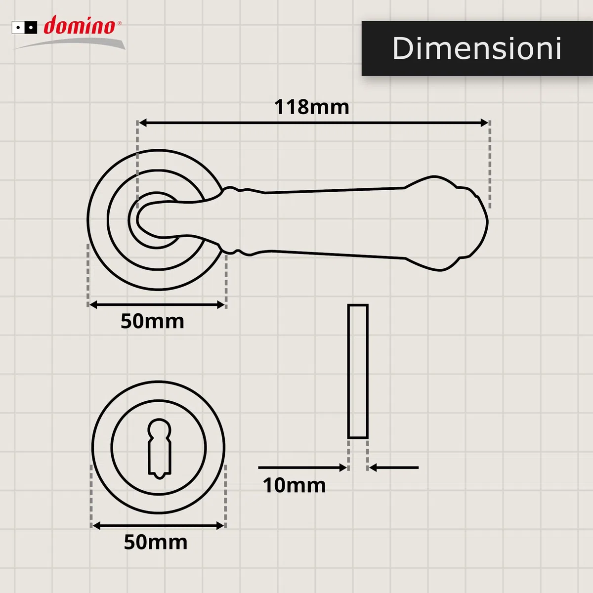 Domino LUDWIK-R M6/White - Maniglia in acciaio inox per porta di camera da letto, ufficio, cantina e porte interne
