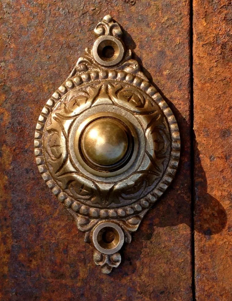 antikas – Campanello in ottone anticato – secolo Wende ornamento – Stile liberty campanello
