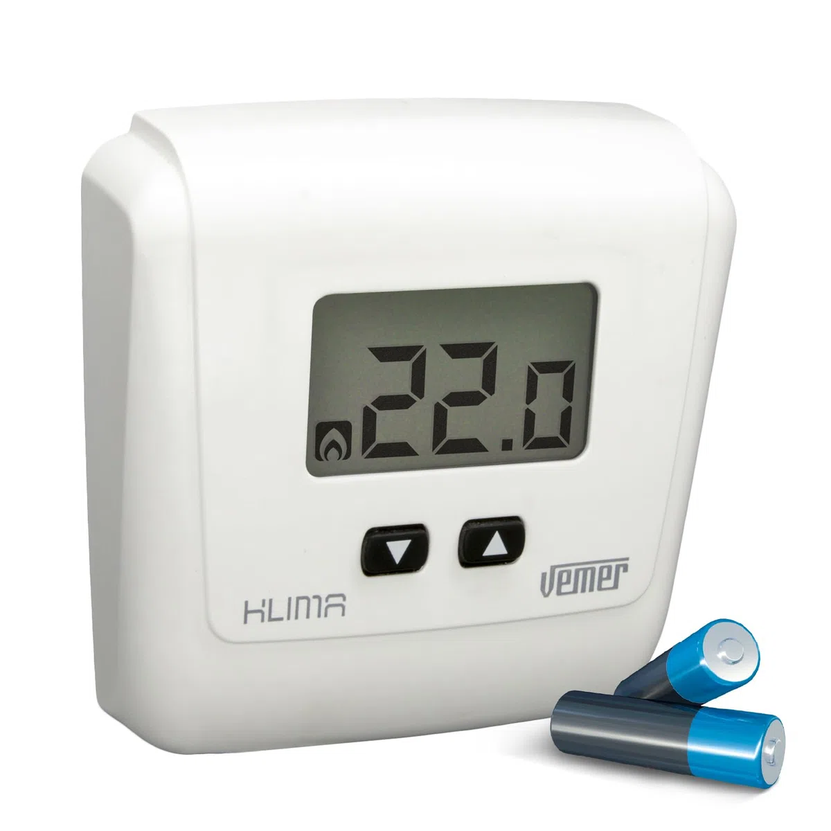 VEMER VE729000 KLIMA LCD - Termostato Elettronico da Parete, Alimentazione a Batterie, Bianco