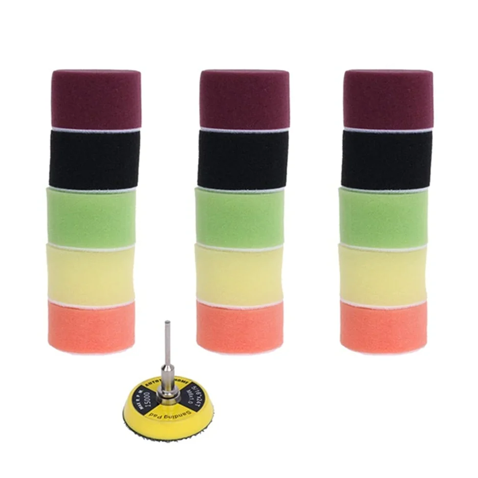 16pcs 2 pollici disco abrasivo spugna tampone per lucidatura 50mm diametro per Dremel 3000/4000 mini smerigliatrice auto ceretta gancio e anello utensile rotante, A