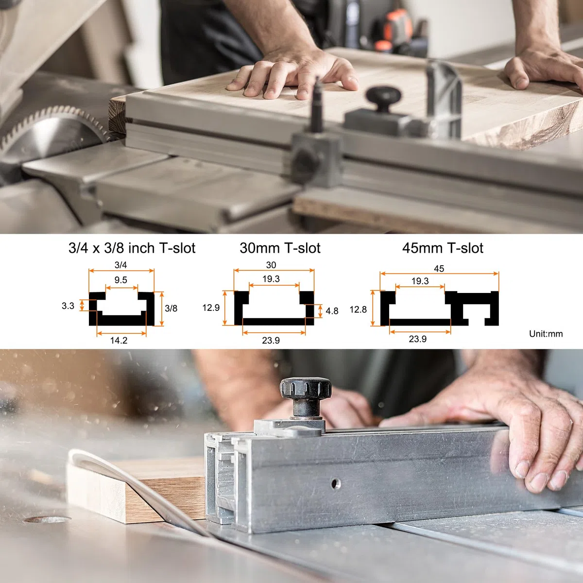 sourcing map Set di 5 bulloni a T, M8 x 100 mm, bulloni filettati M8 x 32 mm, dado esagonale a mano con rondella per maschere e dispositivi per la lavorazione del legno, nero argento