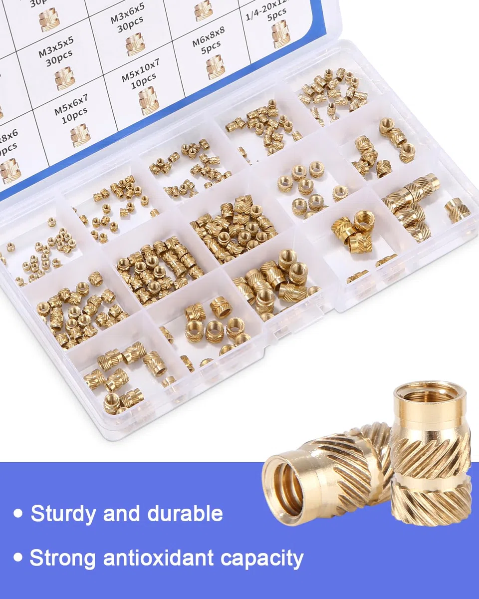 300 Pezzi Inserto Filettato, M2 M2,5 M3 M4 M5 M6 Inserti Filettati Zigrinati dadi in Ottone, Inserti Filettati, Dado Inserto Filettato per Stampate in 3D, Parti in Plastica