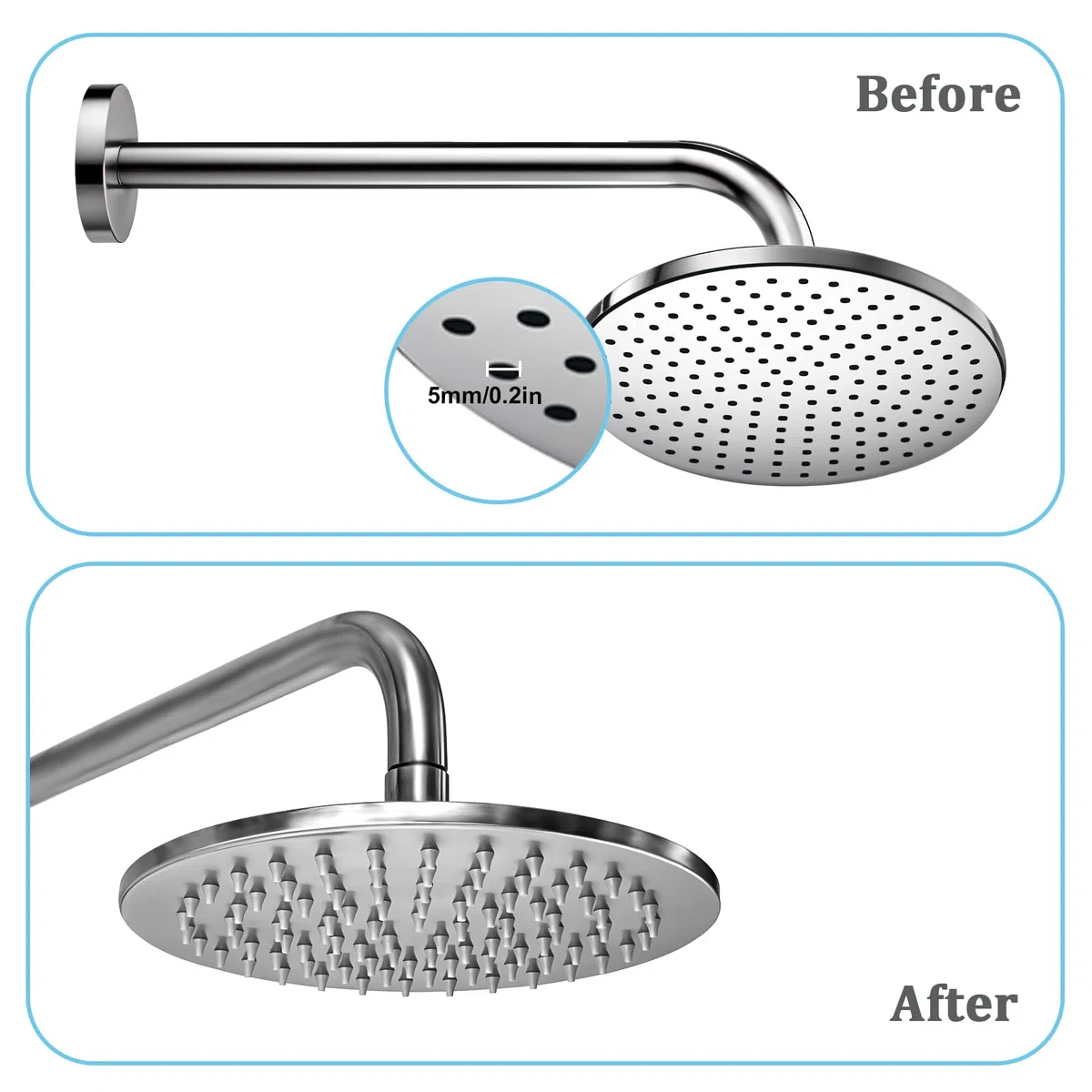 50 ugelli di ricambio per soffione doccia, ugello in silicone, foro di spruzzo, punta rotonda, in silicone, per diametro del foro 4 mm, beccuccio universale (grigio)