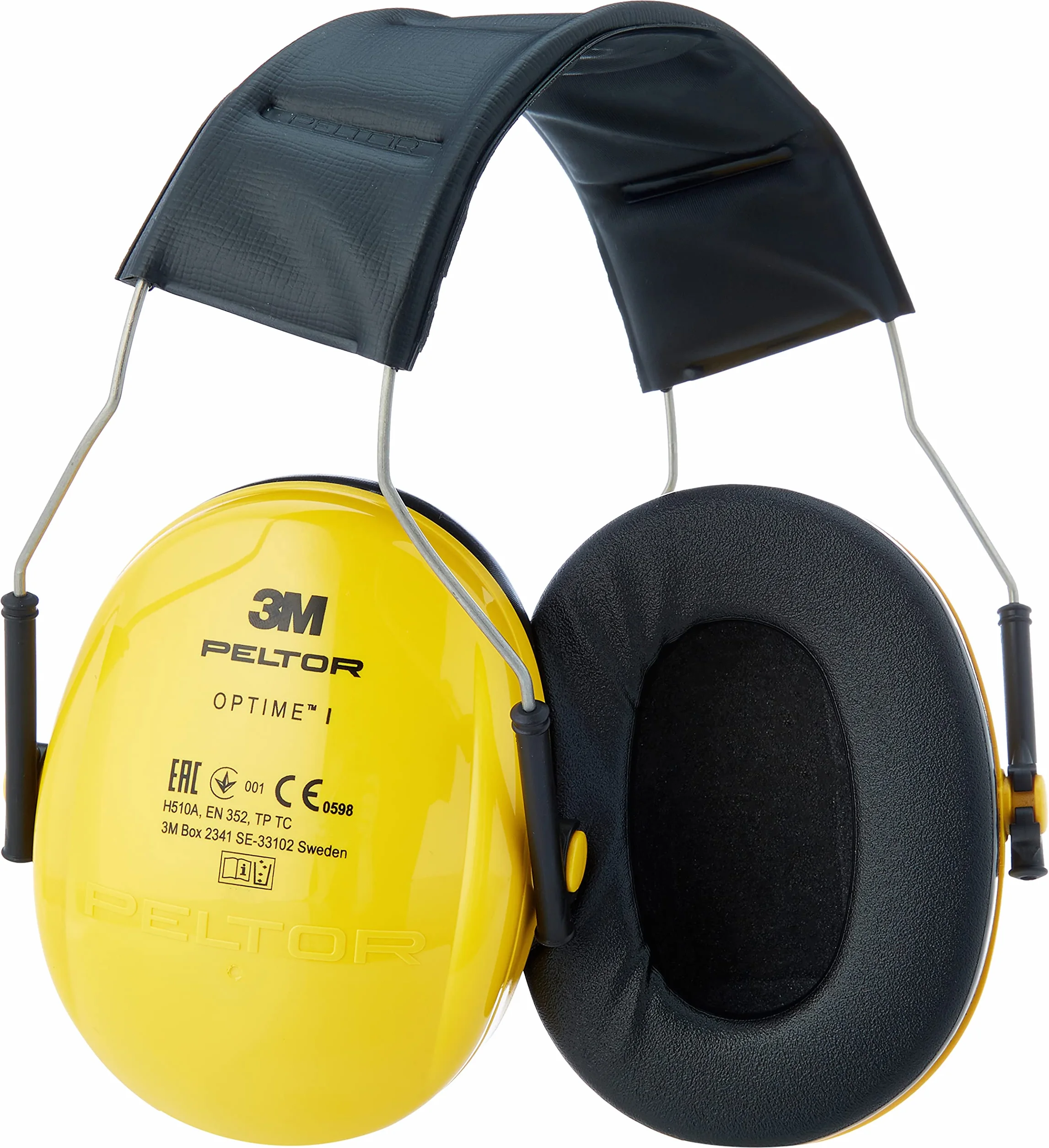 3M Peltor Optime I Kapselgehörschutz H510A mit weichen Polstern – leichter Gehörschutz, schützt vor hohen Geräuschpegeln im Bereich von 87-98 dB (SNR: 27 dB), gelb, 1-er-Pack